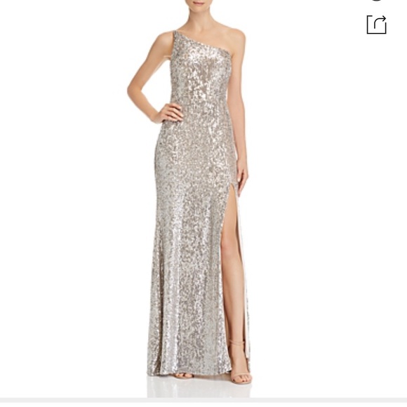 one shoulder sequin gown